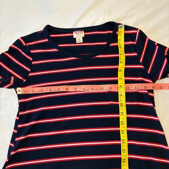 Mossimo Ribbed‎ Red White Blue Striped T-Shirt Dress Size Medium - Picture 4 of 7
